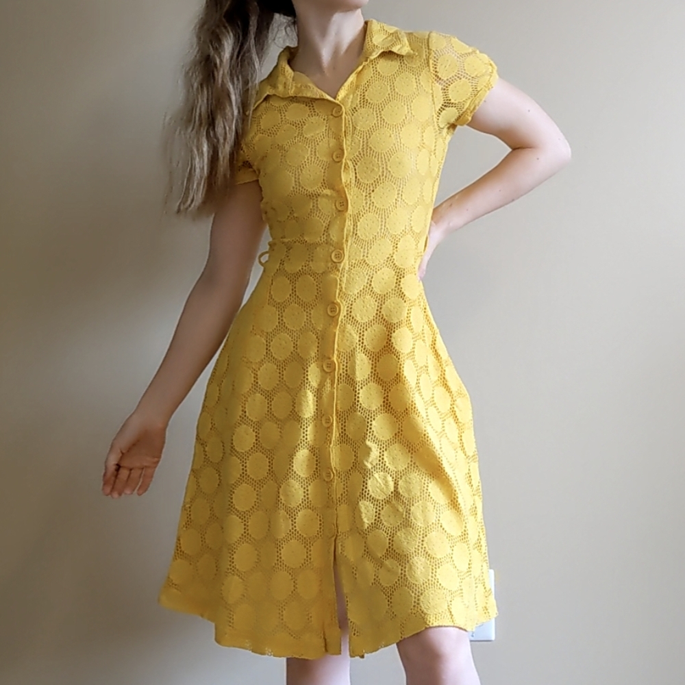 VINTAGE Yellow Midi Dress